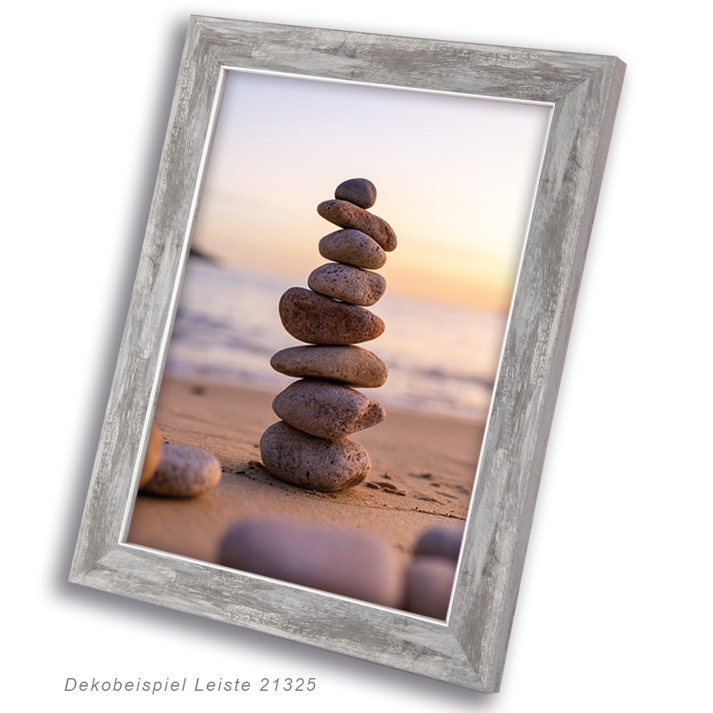 Holzrahmen 21325, hellgrau mit Silberkante – Bild 5