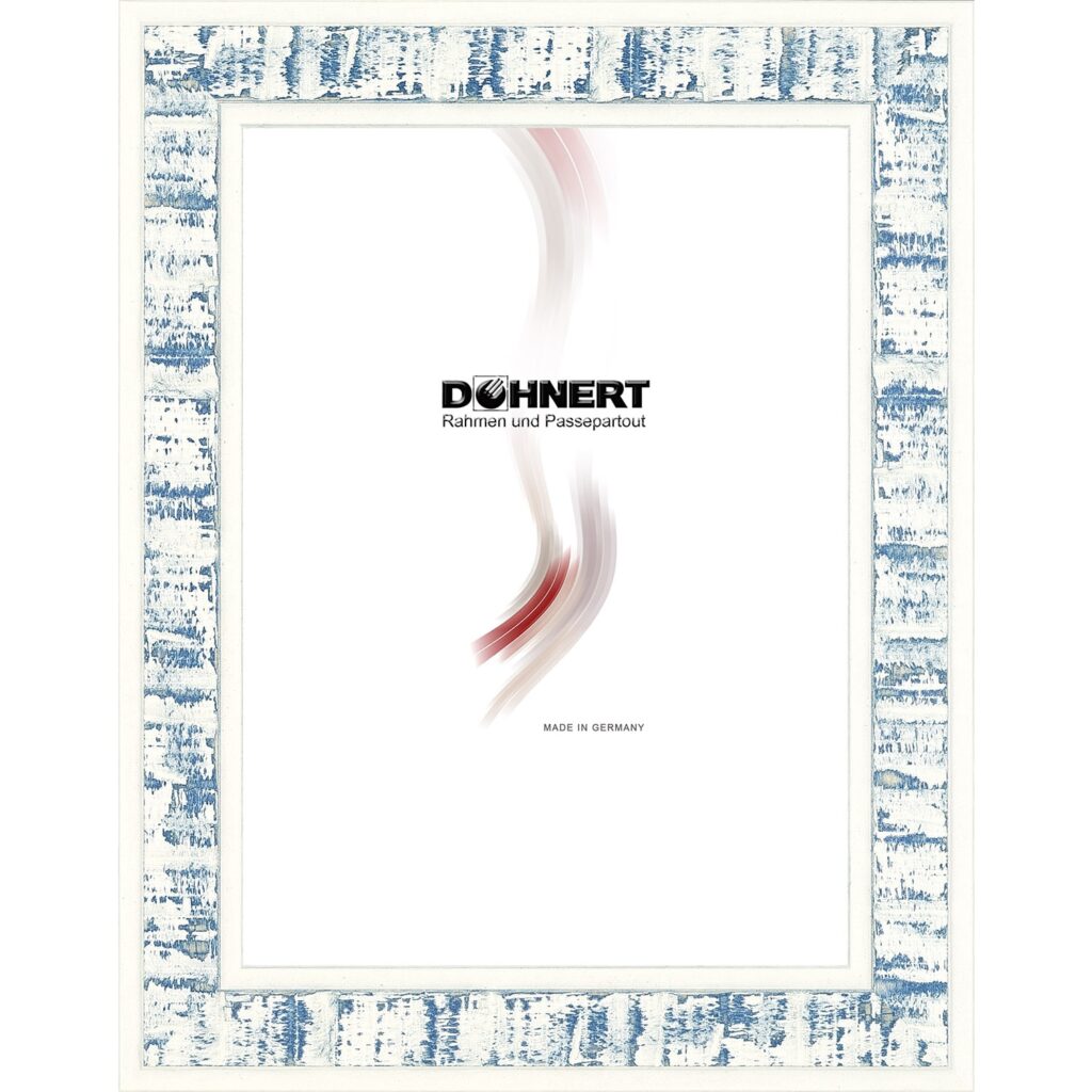 Holzrahmen 32653, blau-weiß, gekalkt