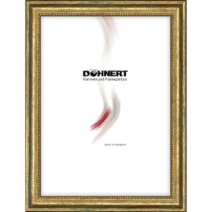 Holzrahmen 12952, gold-gr&uuml;n mit Perlenkante