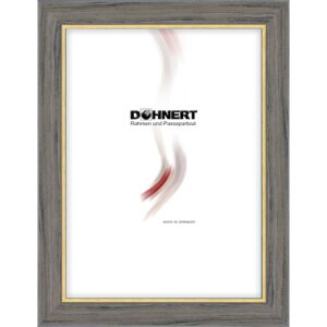 Holzrahmen 16296, grau mit Goldkante