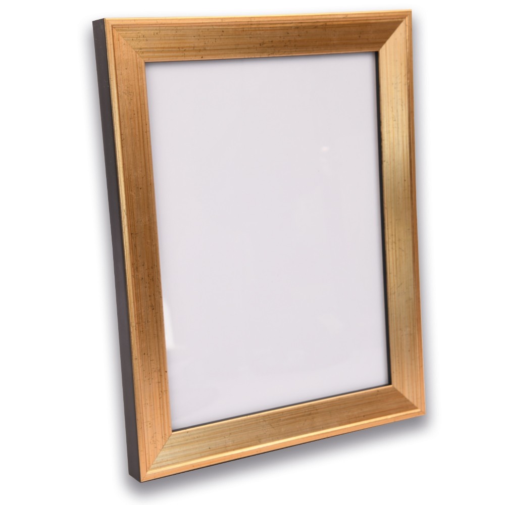 Holzrahmen L287H, gold mit schwarzer Innen- und Außenkante – Bild 4