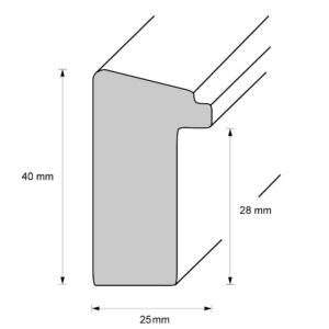 Holzrahmen M2540A64, schwarz, mit Silberkante